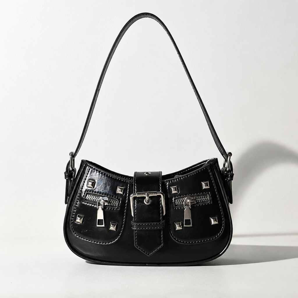 Harlow Vixen Studded Black Shoulder Bag