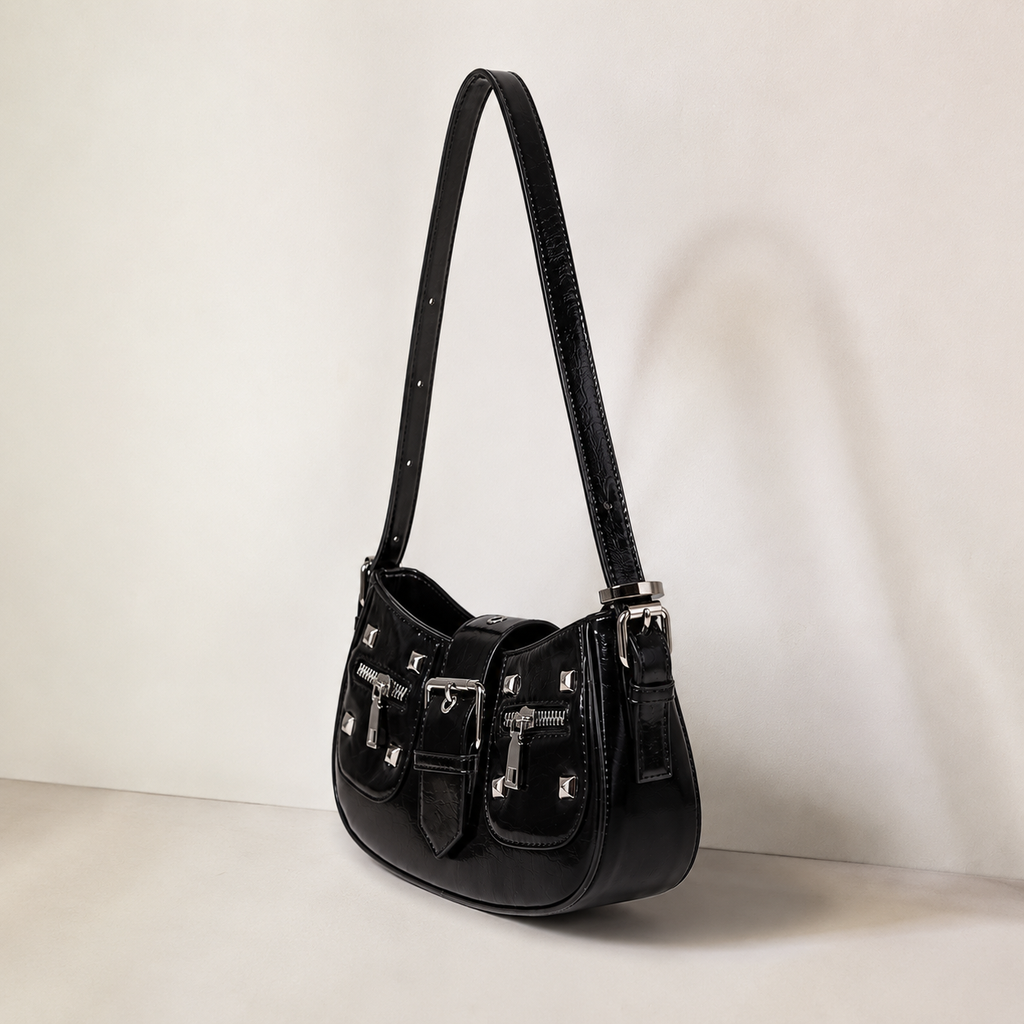 Harlow Vixen Studded Black Shoulder Bag