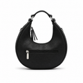 Black crescent-shaped hobo bag with tassel zip pull