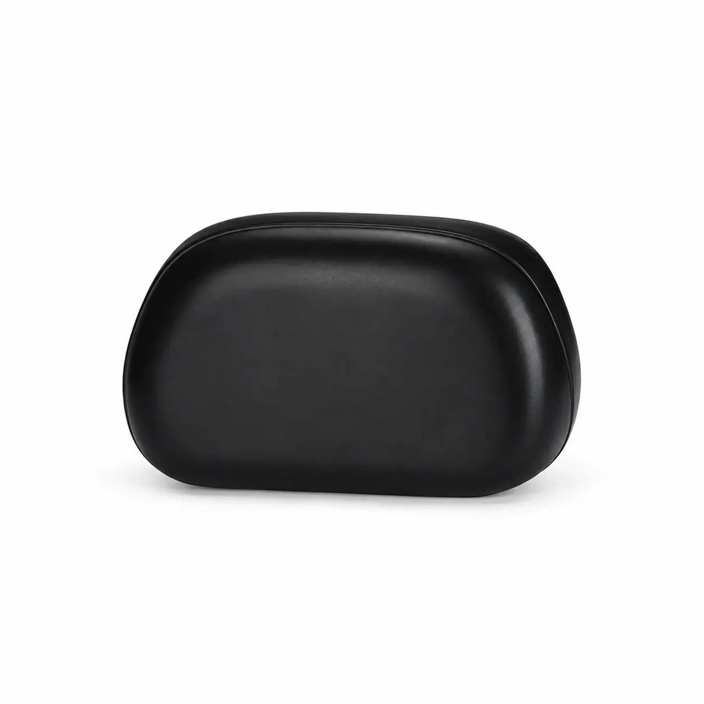 Black pillow clutch with sculptural gold ring handle