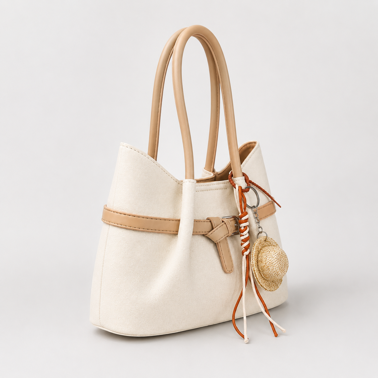 Capri Straw" Belted Tote Bag