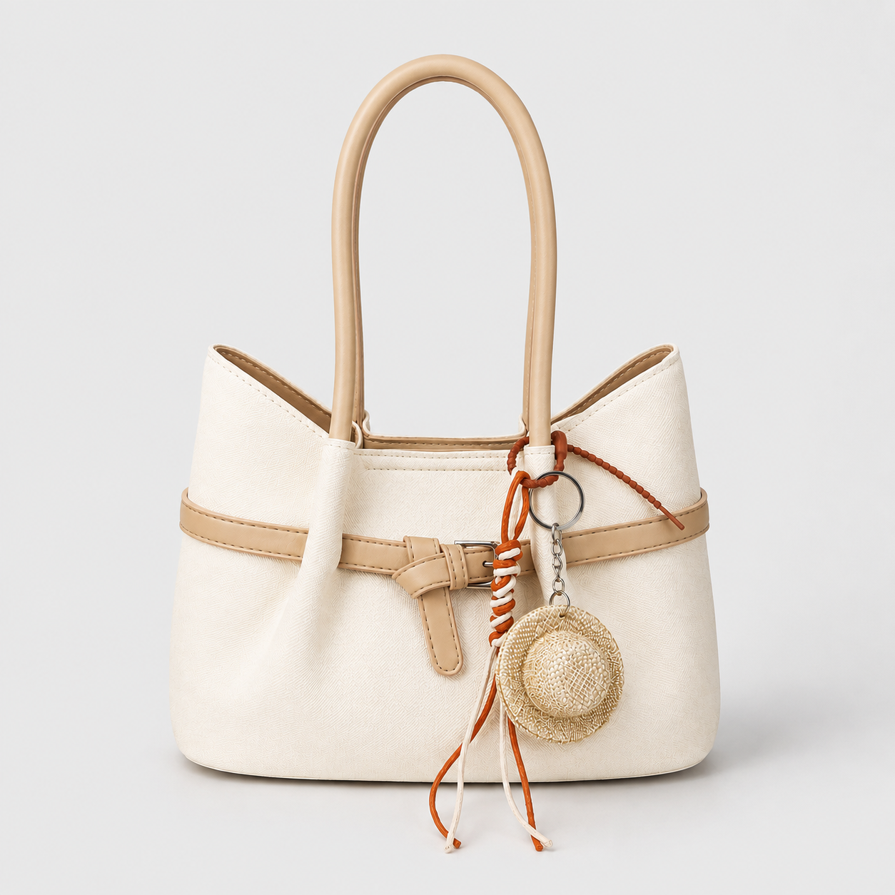 Capri Straw" Belted Tote Bag