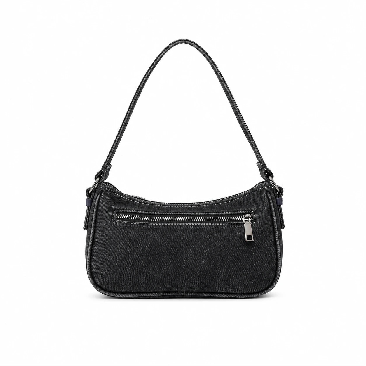 Charcoal Washed Indie Denim Shoulder Bag with Charm
