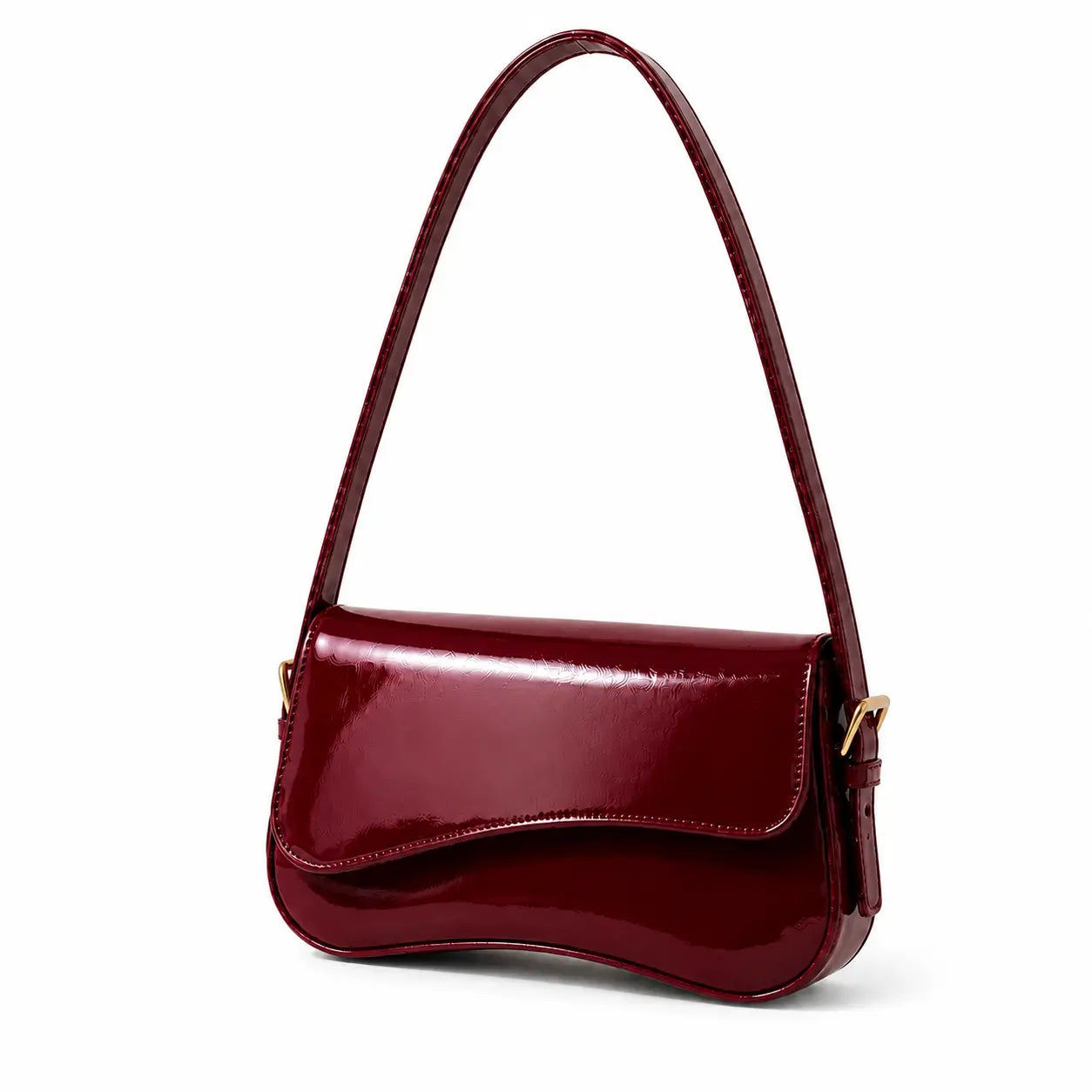 Scarlett Glossy Bloom Patent Leather Flap Shoulder Bag
