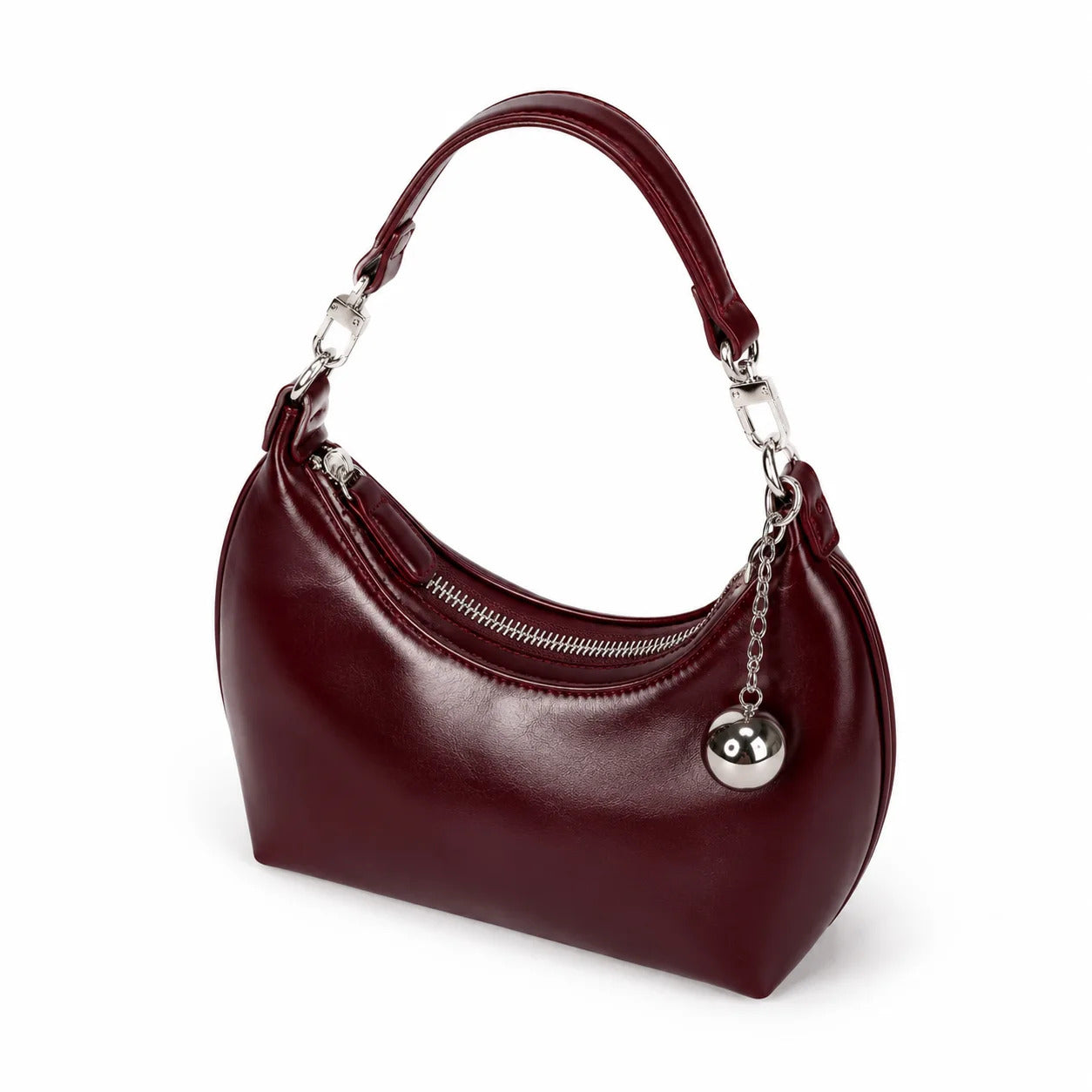 Moon Orb Curved Hobo Bag Cherry