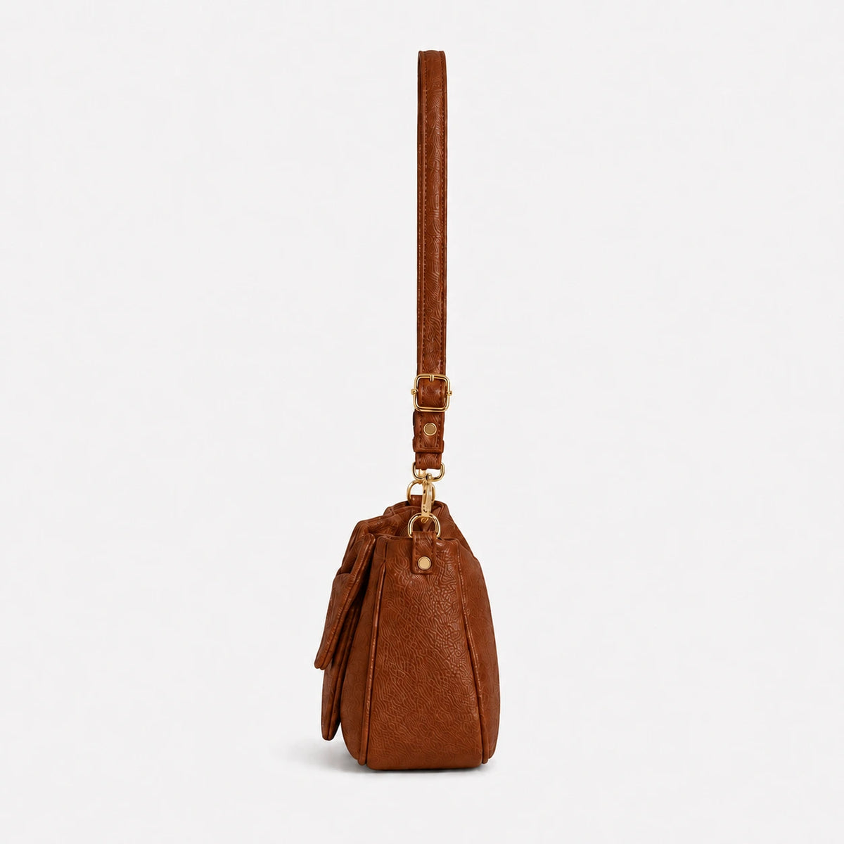 Elegant Cognac brownbow shoulder bag for women with adjustable strap and zip closure by Aorelia