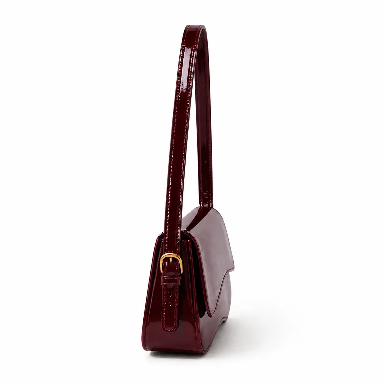 Scarlett Glossy Bloom Patent Leather Flap Shoulder Bag