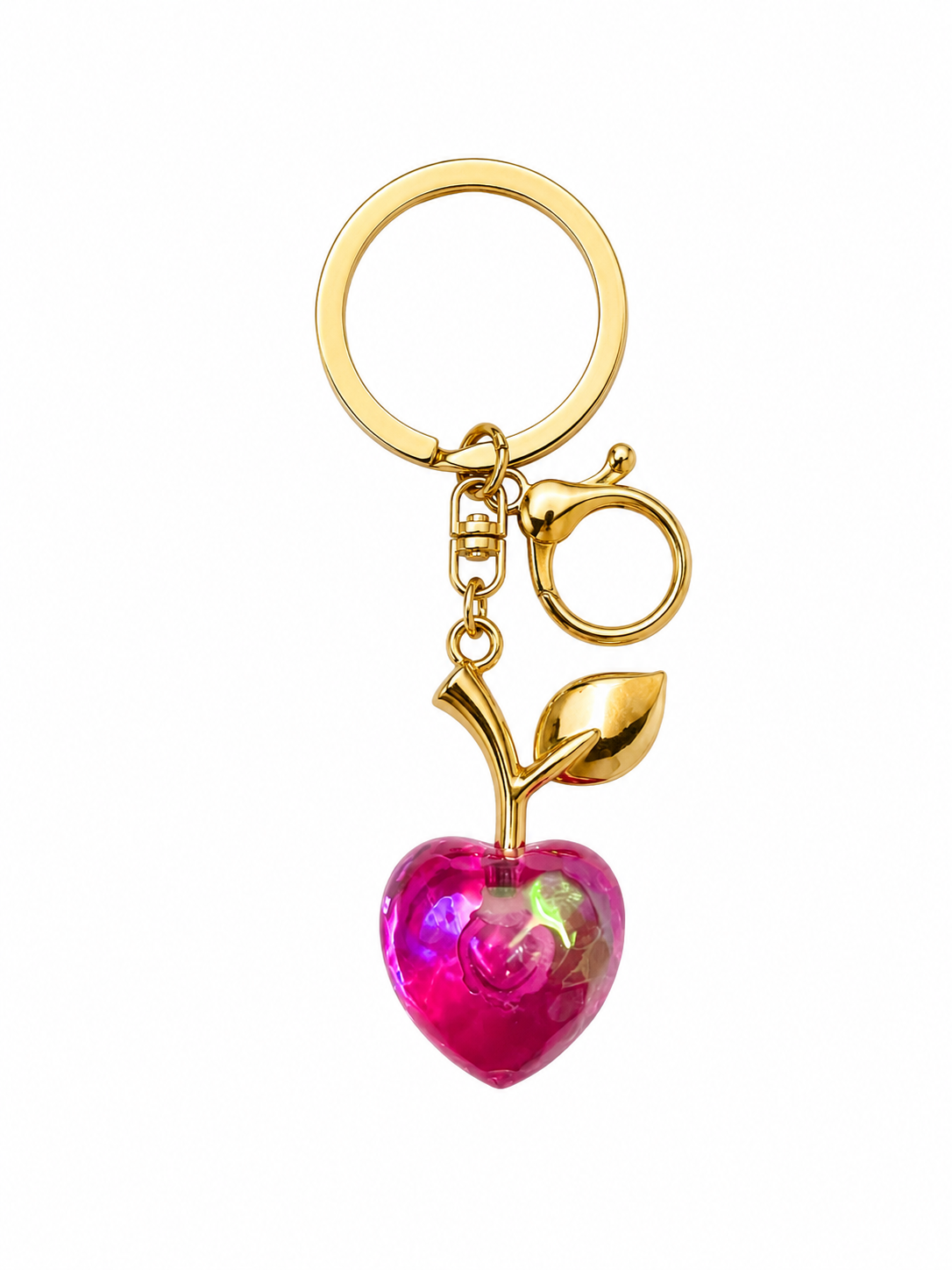 Iris Bloom Crystal Heart Keychain