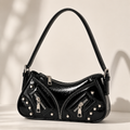 Rebel Noir Studded Shoulder Bag