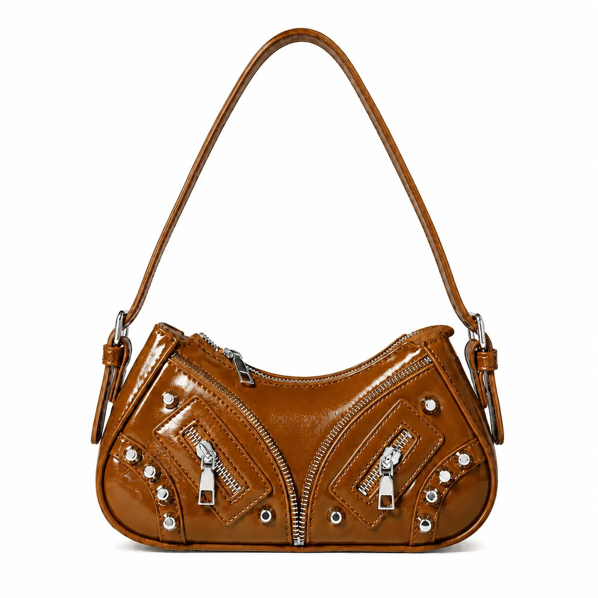 Rebel Noir Studded Shoulder Bag Bronze
