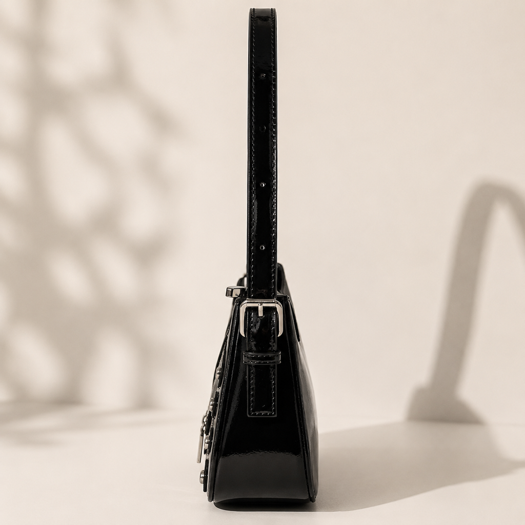 Rebel Noir Studded Shoulder Bag for women