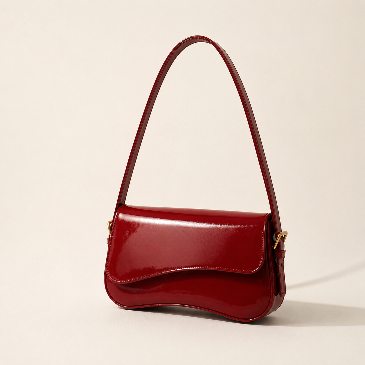 Red Patent Leather Shoulder Bag | Scarlett Glossy Bloom