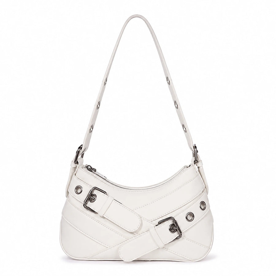Reign Buckle Shoulder Bag white