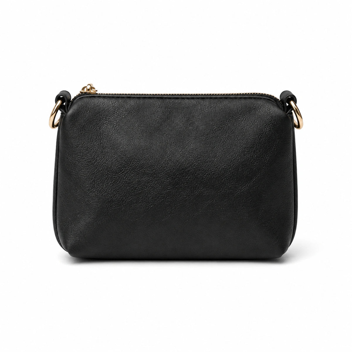 Slouchy hobo bag with gold ring hardware and matching pouch Black