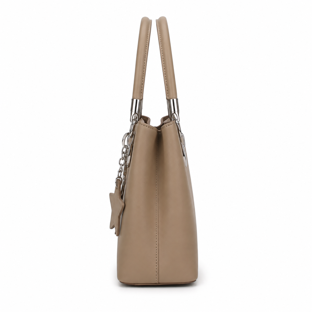 Structured tote bag with elegant metal hardware and signature charm Olive green