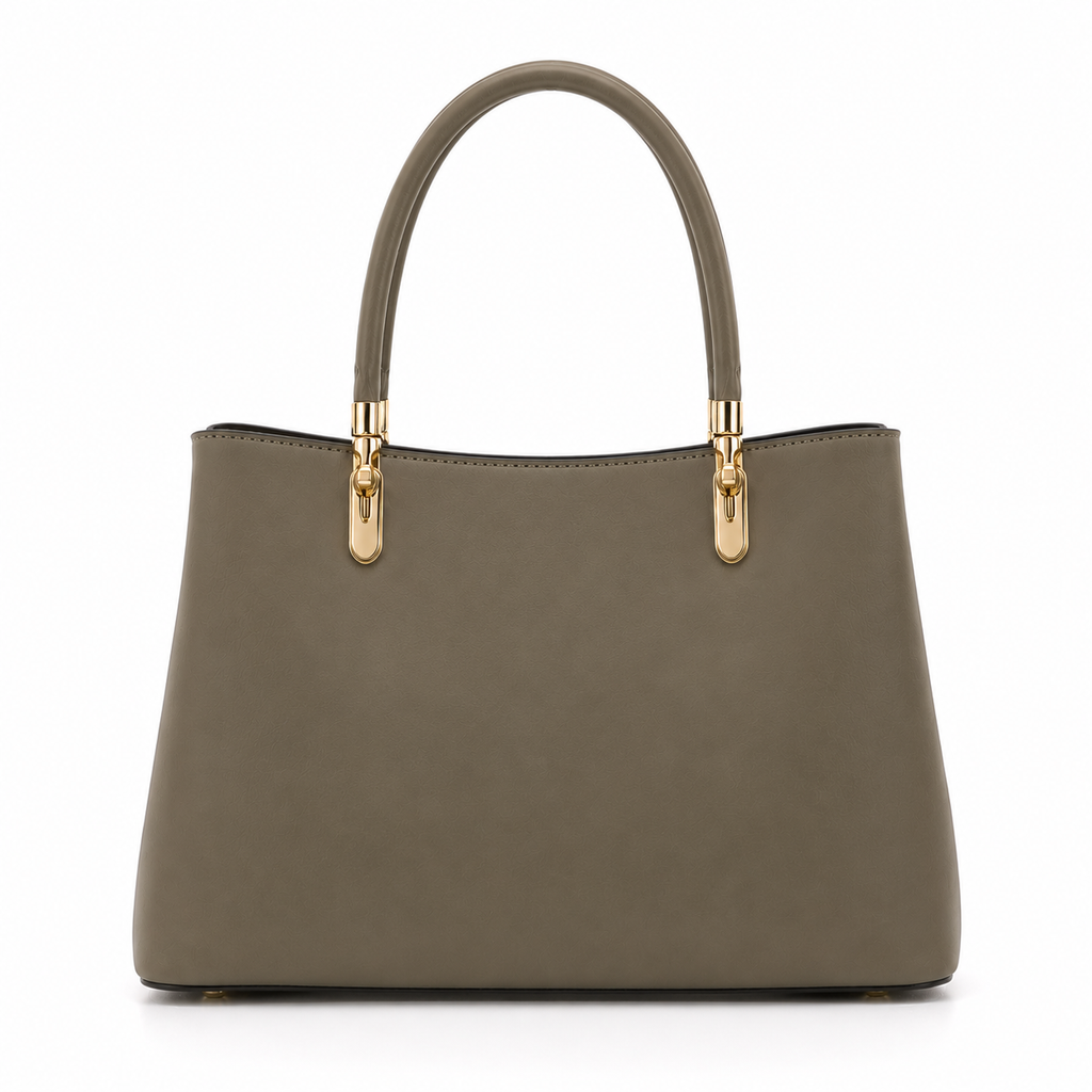 Structured tote bag with elegant metal hardware and signature charm Olive green
