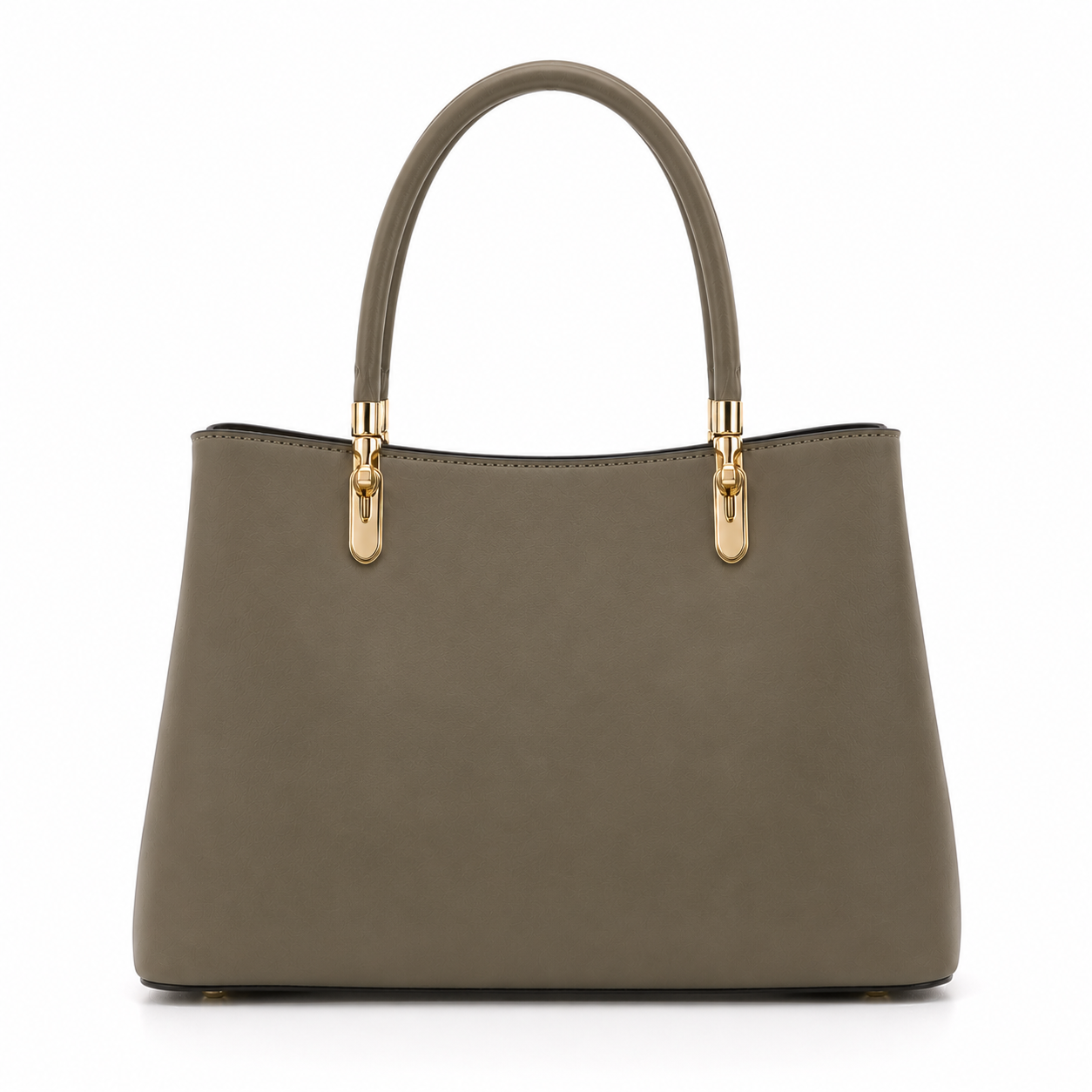 Structured tote bag with elegant metal hardware and signature charm Olive green
