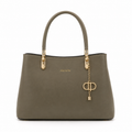Structured tote bag with elegant metal hardware and signature charm Olive green