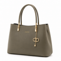 Structured tote bag with elegant metal hardware and signature charm Olive green