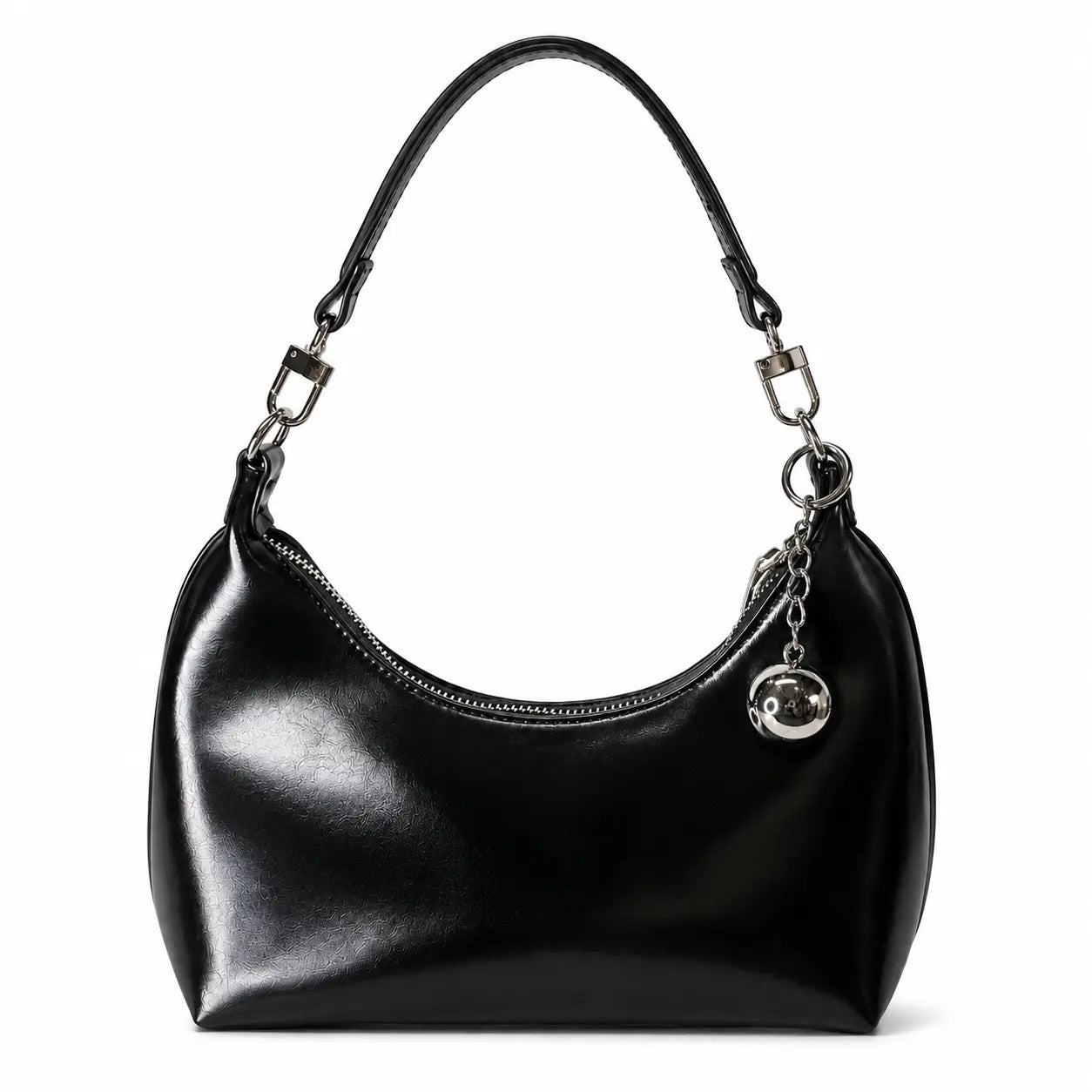 #color_BlackMoon Orb Curved Hobo Bag