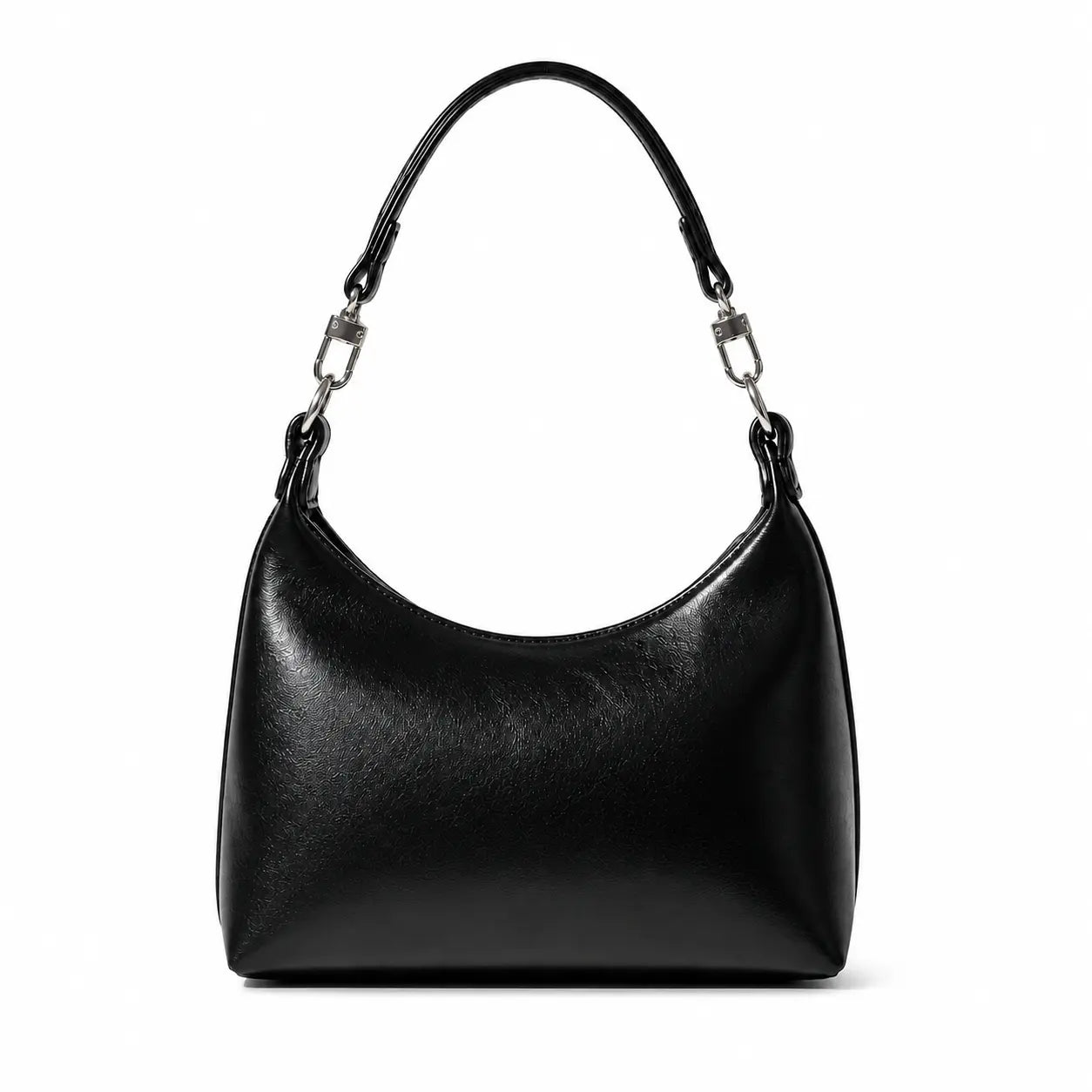 Moon Orb Curved Hobo Bag-#color_black